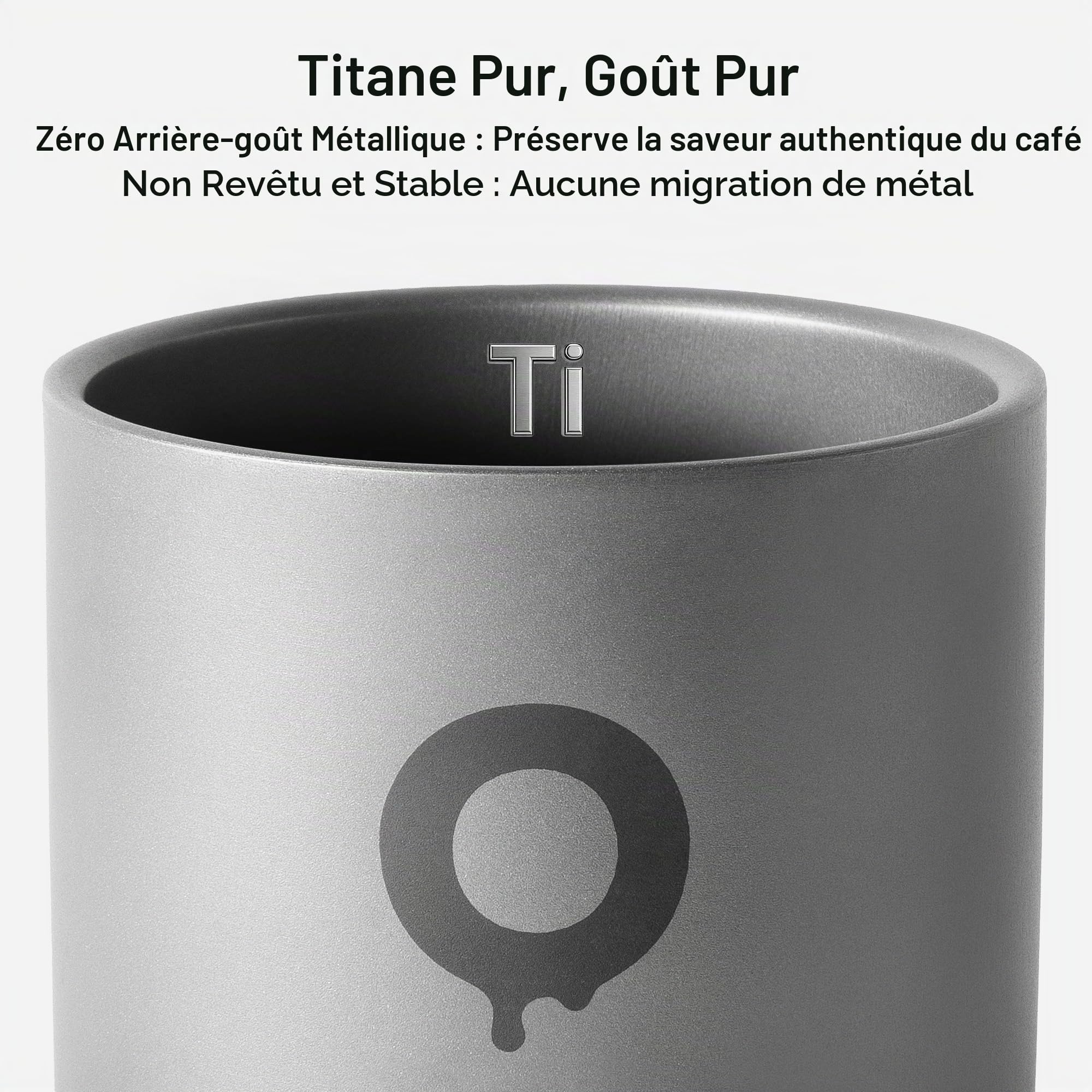 OutIn Gobelet à café en titane, double paroi, 220 ml | Léger, isotherme et neutre au goût, adapté à OutIn Nano, camping, randonnée et voyage