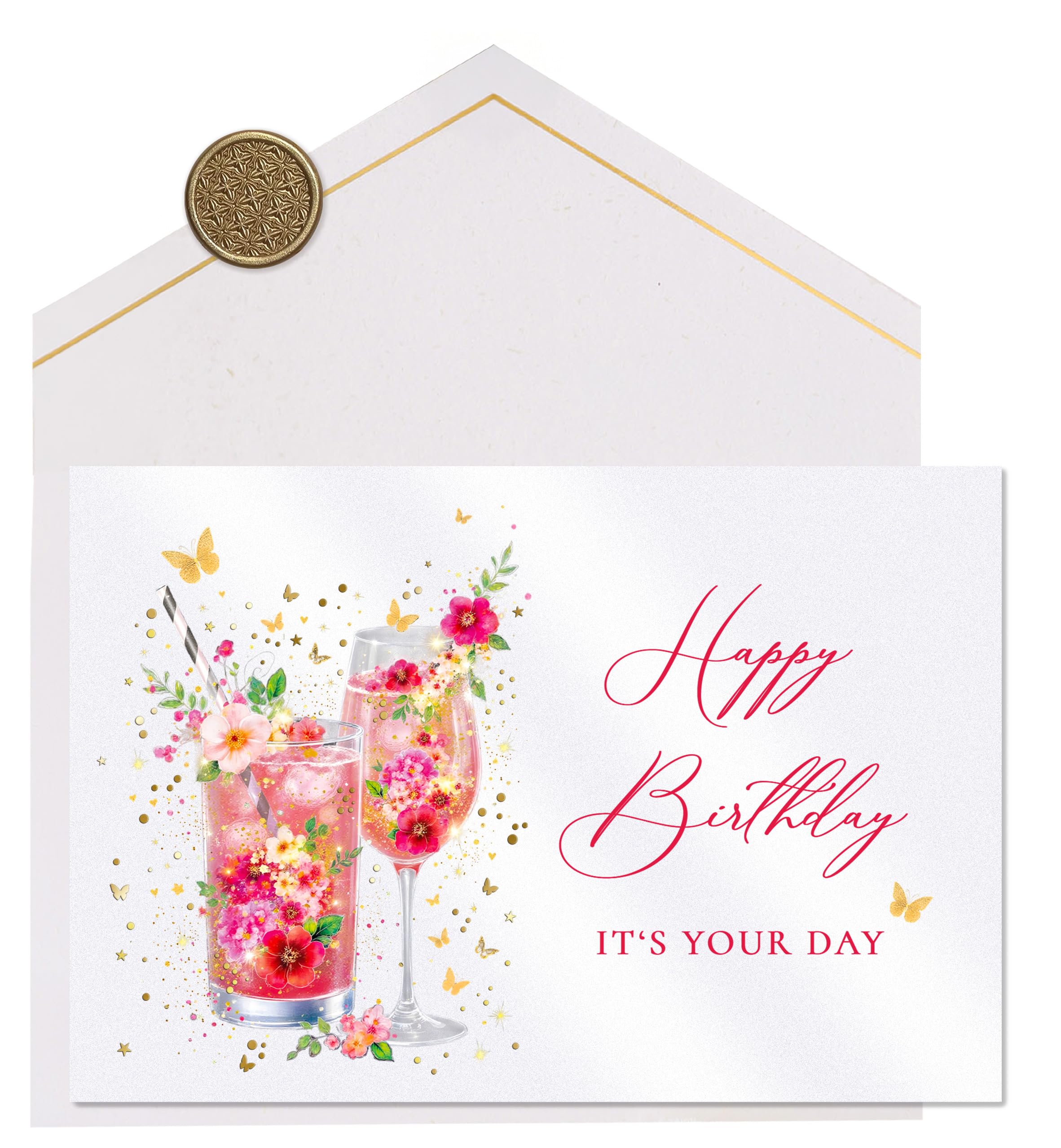 Joli Coon Birthday Cards for Women, STARDUST It's your day, with wax seal
