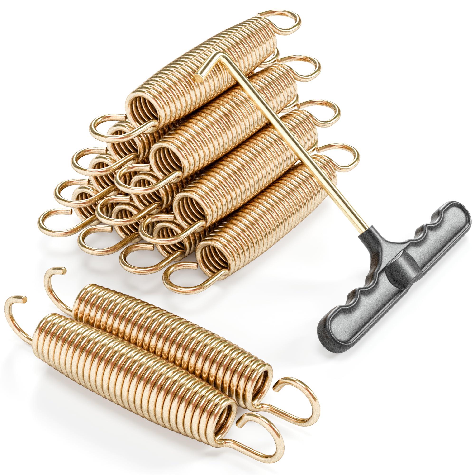 YONSIN 5.5 Inch Trampoline Springs Heavy Duty with Swivel & Straight Hooks, Stainless Steel Trampoline Accessories Ideal Spring Replacement, Includes T-Hook Tool, Pack of 12 — image 1