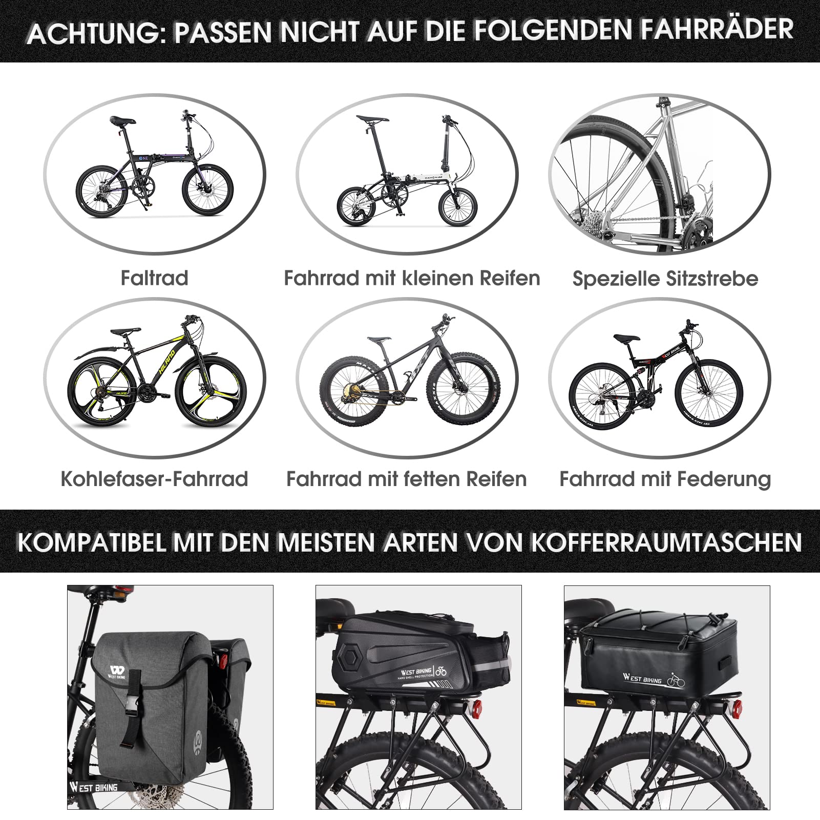 Gepäckträger Mountainbike, Fahrrad gepäckträger Schnellspanner mit Reflektor, Einstellbare MTB Gepäckträger Hinten, Doppelte Stützstange Fahrrad Gepäckträger Hinten, Maximalbelastung 100kg