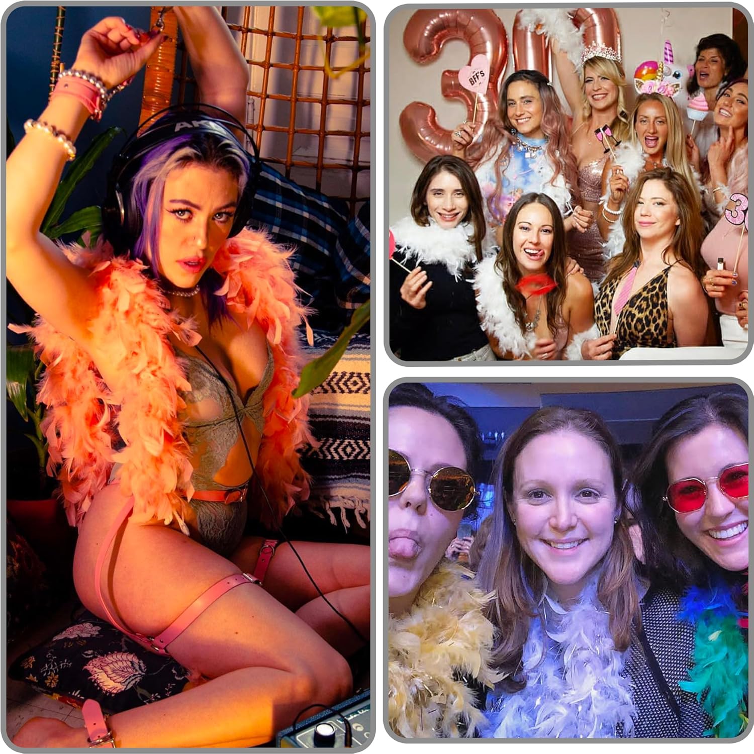 Mardi Gras Feather Boas - 50g 2 Yards Boas Feathers forMardi Gras, Party, Halloween,Christmas,Dancing Wedding(Mardi Gras) - Image 6