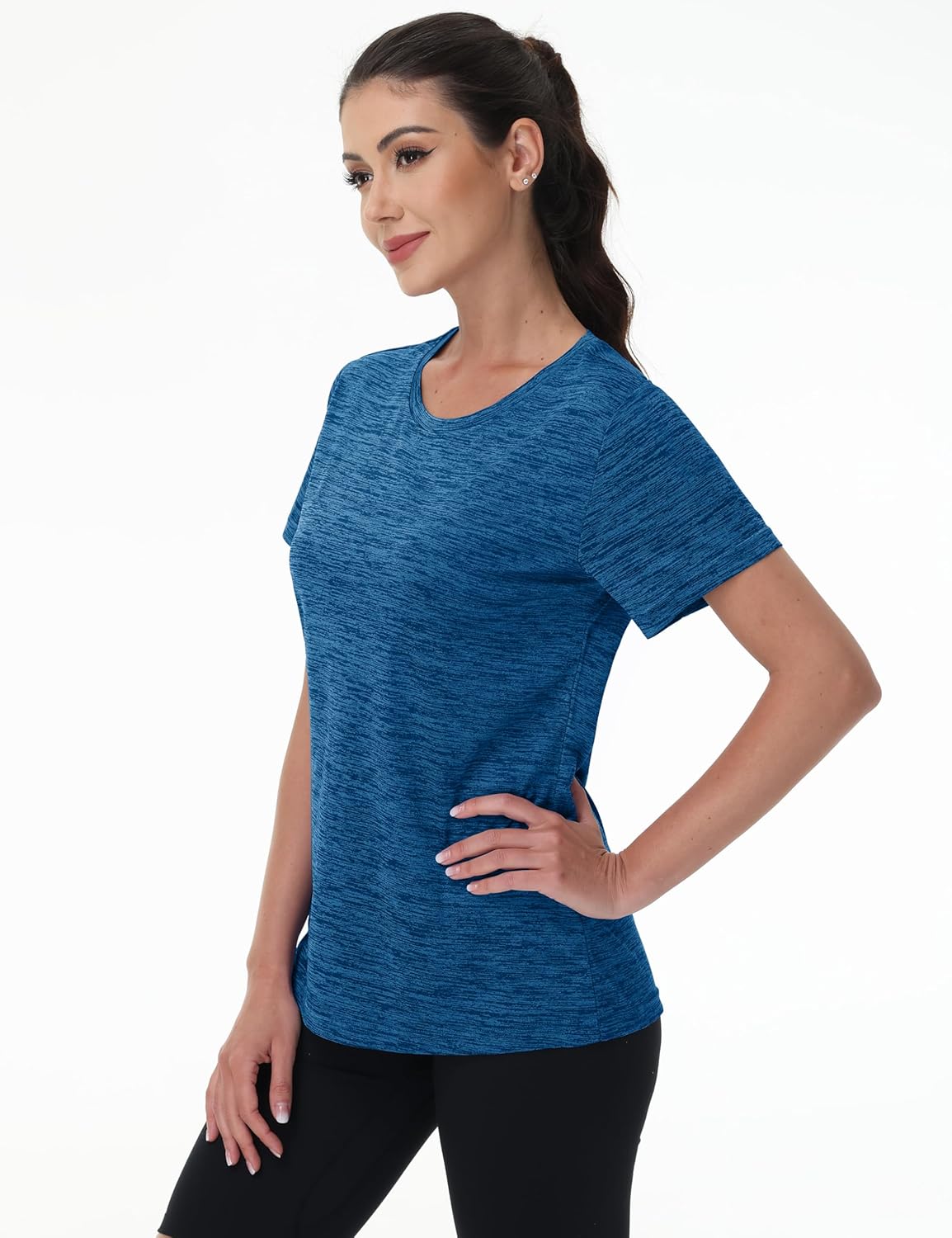 MAGCOMSEN Women's Workout Shirts Crewneck Short Sleeve Moisture Wicking Lightweight Tops for Gym Athletic Sports - Image 2