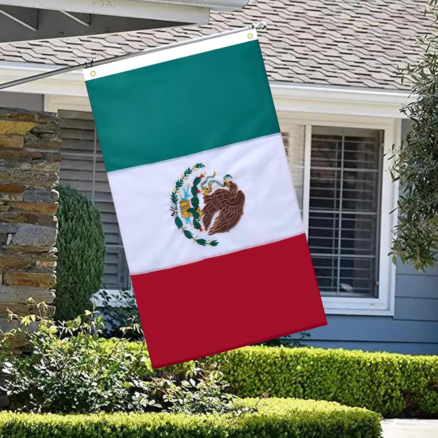 Mexican Mexico Flag 3x5 FT for Outside, Heavy Duty 210D Nylon Mexican National Flags Outdoor, Embroidered Sewn Stripes Long Lasting MX Mexico Flag Brass Grommets - Image 7