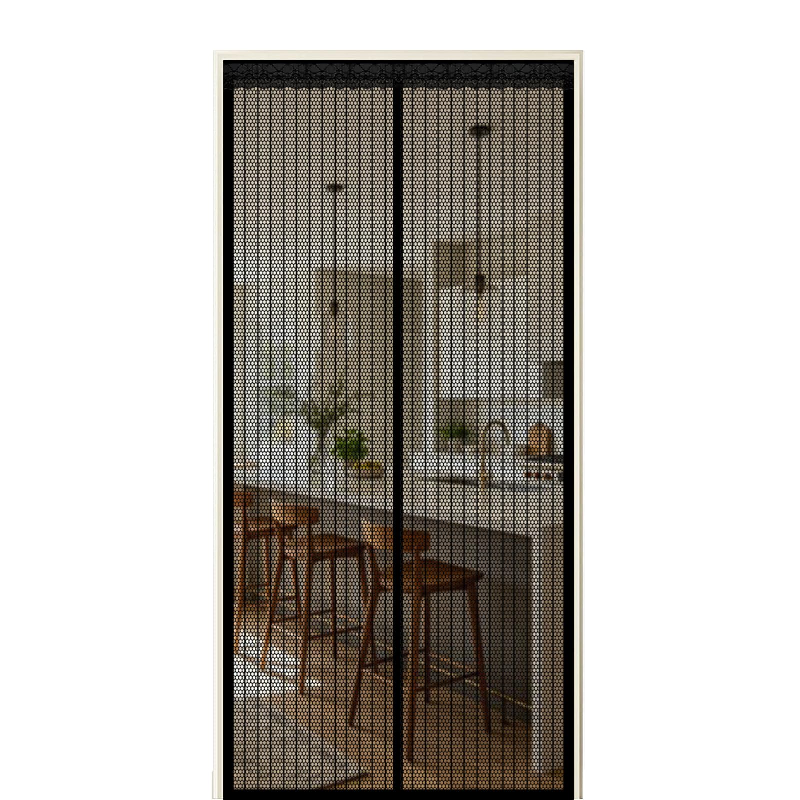 Xuehmin Black Screen Door 195 X 265 Cm Self Sealing Powerful Magnets Heavy-Duty Fly Screen Door With Powerful Magnets & Full Frame Magic Tape Suitable For Patio Doors Balcony Bedroom,