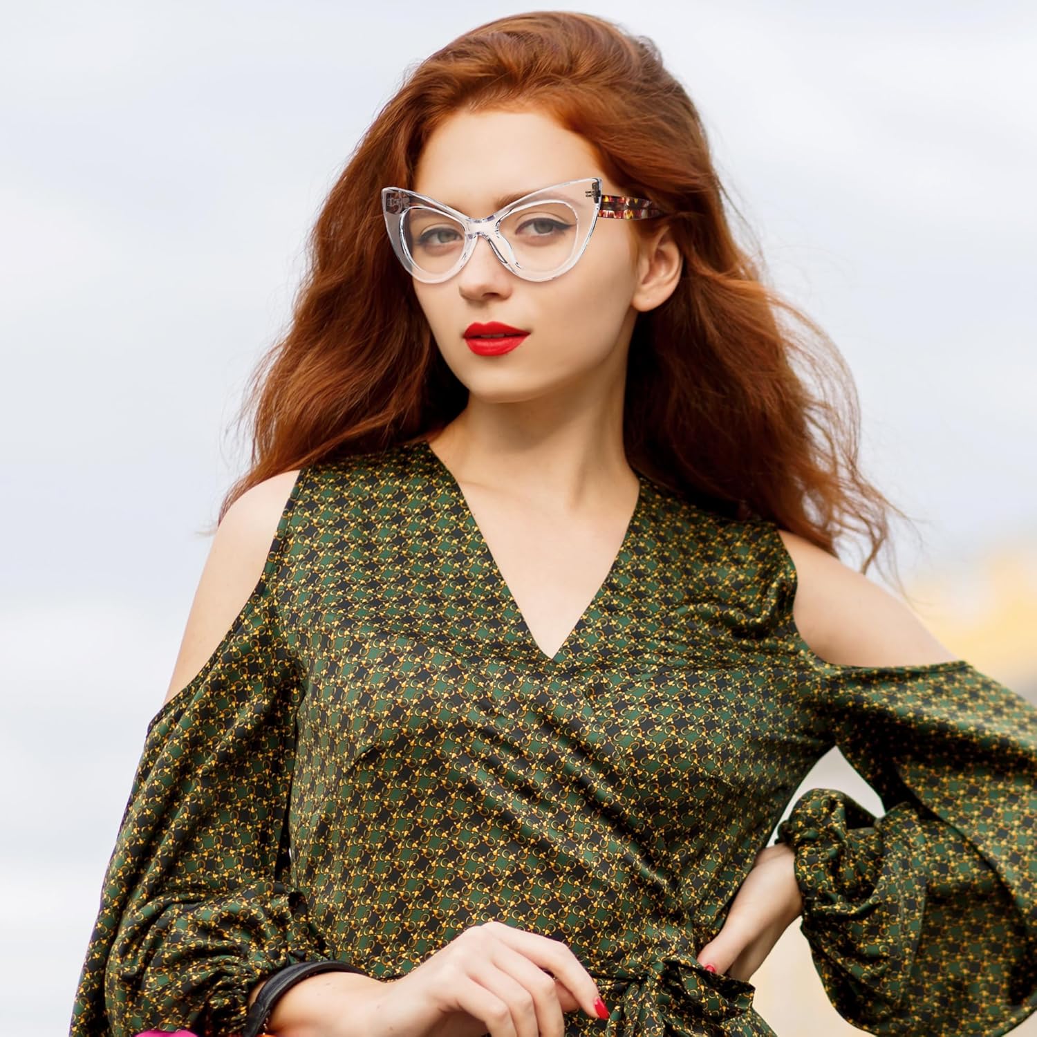 Zeelool Retro Cat Eye Glasses for Women Eyeglasses Frame with Non-prescription Clear Lens ZJGA747707 - Image 3