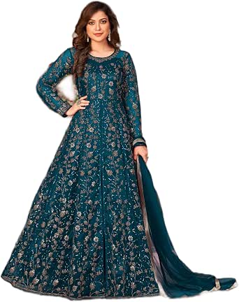 Women's Ready-to-Wear Indian/Pakistani Net Embroidered Koti Gown Salwar Kameez Set – Style 2209