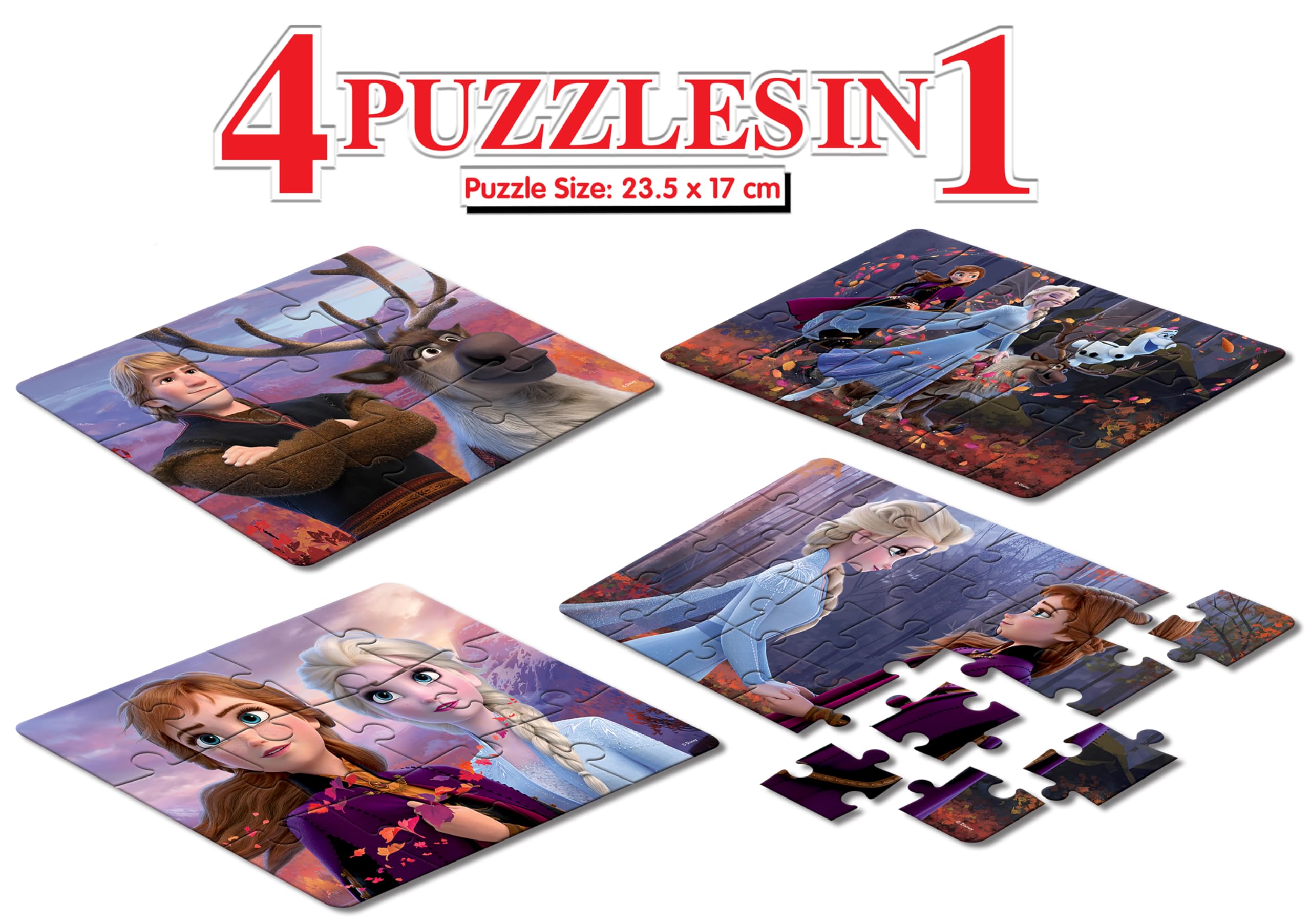 Frank Disney Frozen II Set of 4 Jigsaw Puzzles for Kids 3 Years & Above – Fun & Challenging Brain Booster Games Designed for Enhanced Focus and Memory Development – 12909 1