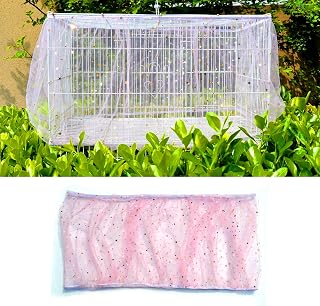 Bird Seeds Catcher Nylon Net Cover to Protect Pet Net Cover Birdcage Skirt Cage Net Cover Cage Debris Controls (Pink-M)