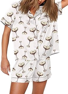 SHESHOW Satin Pajamas for Women Set Preppy Animals Pjs Short Sleeve Shorts 2 Piece Loungewear Sets XS-XXL
