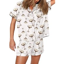 SHESHOW Satin Pajamas for Women Set Preppy Animals Pjs Short Sleeve Shorts 2 Piece Loungewear Sets XS-XXL