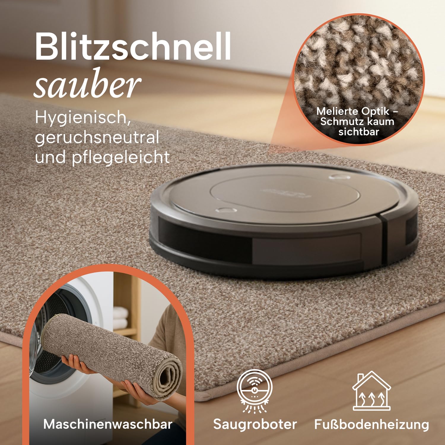 Blumtal Fußmatte 86x150 cm - Mikrofaser Schmutzfangmatte 80 x 120 mit wasserdichter TPR-Rückseite - rutschfeste Fussmatte innen - Schmutzmatte aus Hochleistungs-Mikrofaser in Beige