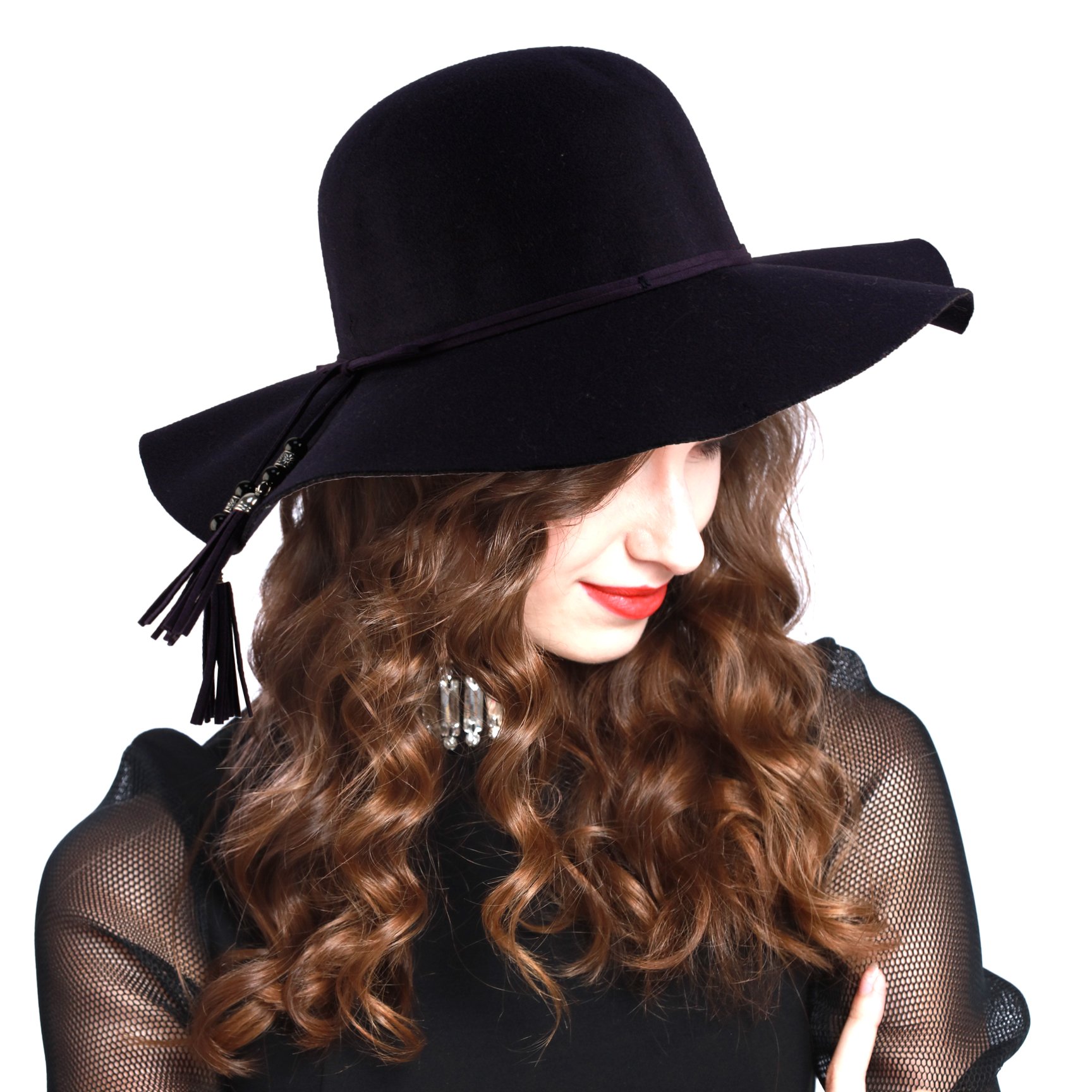 ANGELA & WILLIAM F2390 Women's Felt Floppy Hat (Navy)