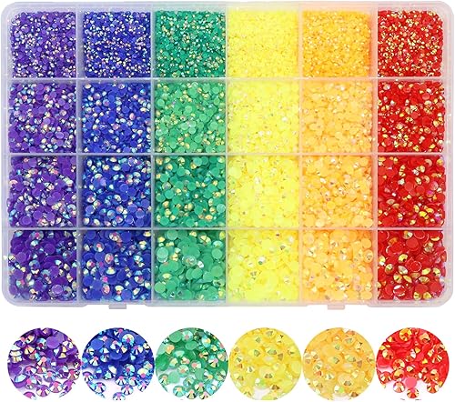 Miniatura 10 de YAEISM 22800 diamantes de imitación de gelatina para arte de uñas, diamantes de imitación con parte trasera plana, color morado, brillantes a