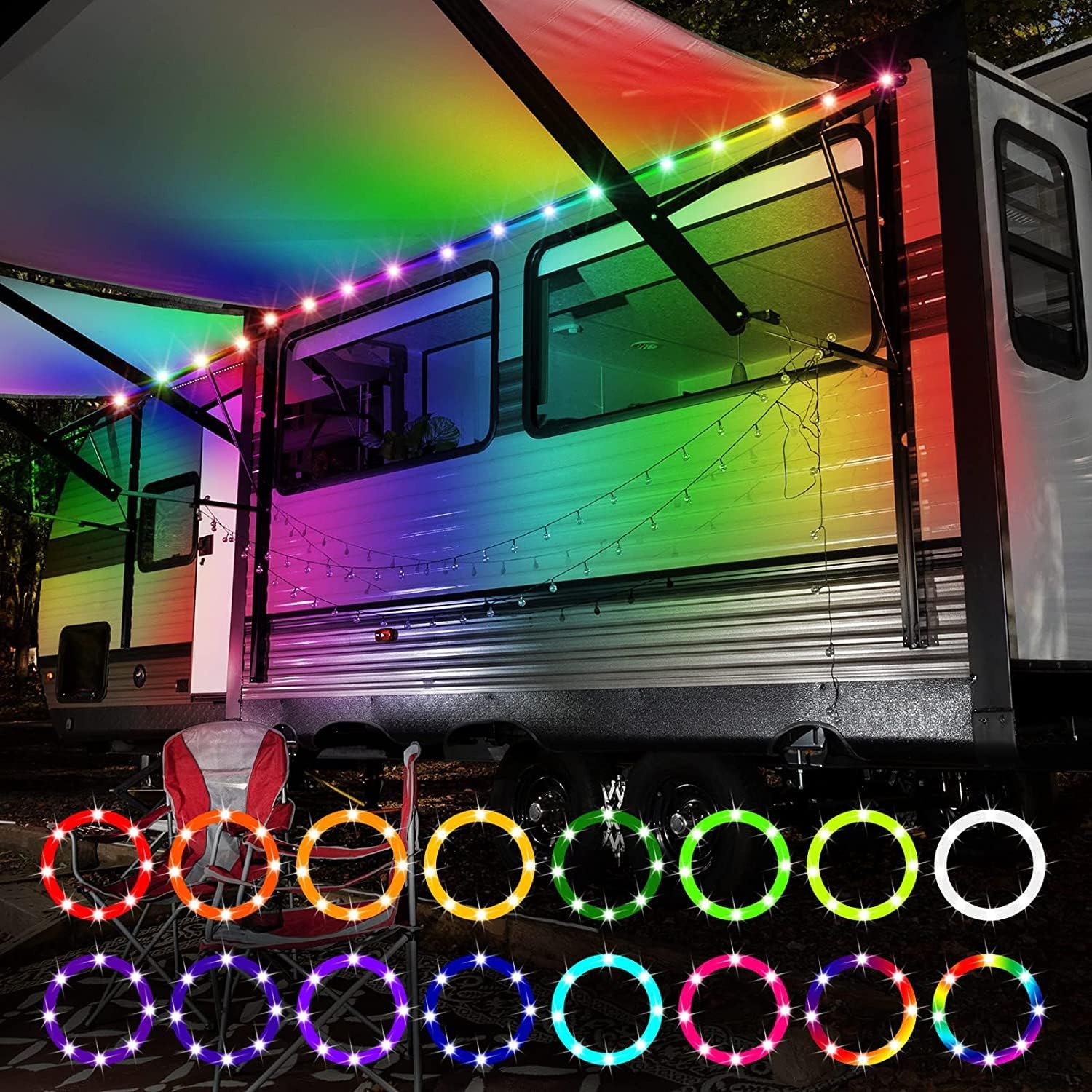 Eliteemo LED RV Lights, 16.4Ft Remote Control RV Awning Lights, DC 12V