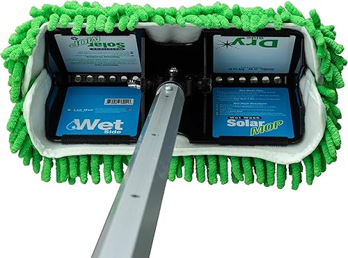 Miniatura 2 de Cabezal de trapeador solar con poste de fibra de vidrio extensible (4 pies 2 pulgadas a 7 pies 8 pulgadas)  Solución sin esfuerzo, eficaz y