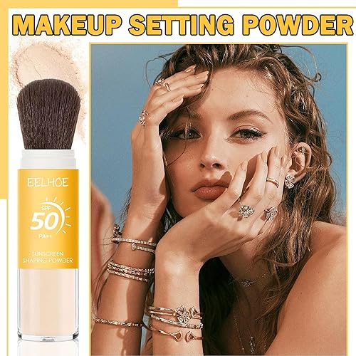 Miniatura 2 de Polvo protector solar mineral, SPF 50 PA ++ polvo fijador, corrector de larga duración, control de aceite, cepillo de protección solar, polvo facial