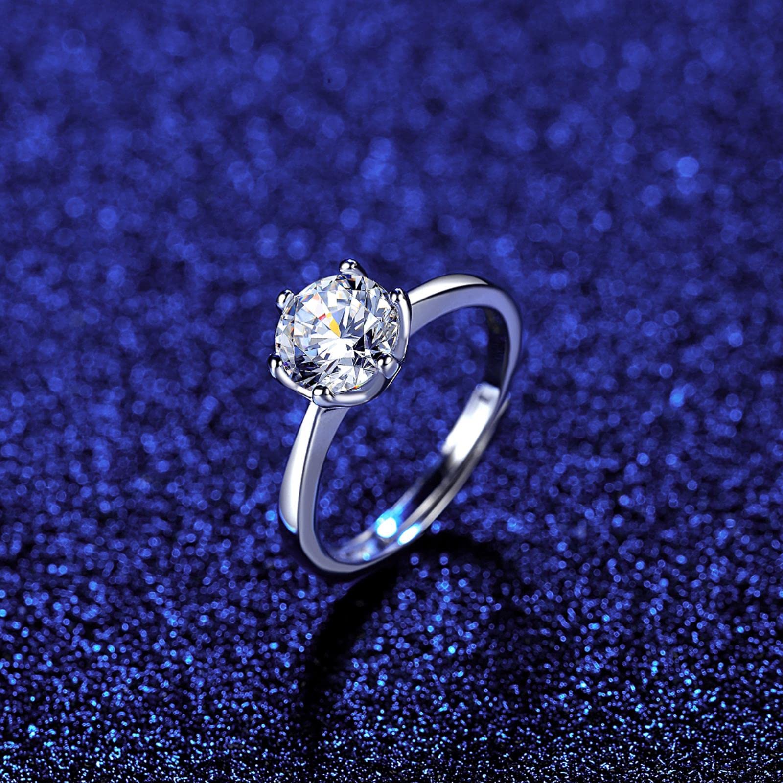 Anillos Ajustables Abiertos De Promesa De Diamante De Moissanita De 1 Quilate para Mujer, Joyería De Compromiso De Boda De Plata De Ley 925