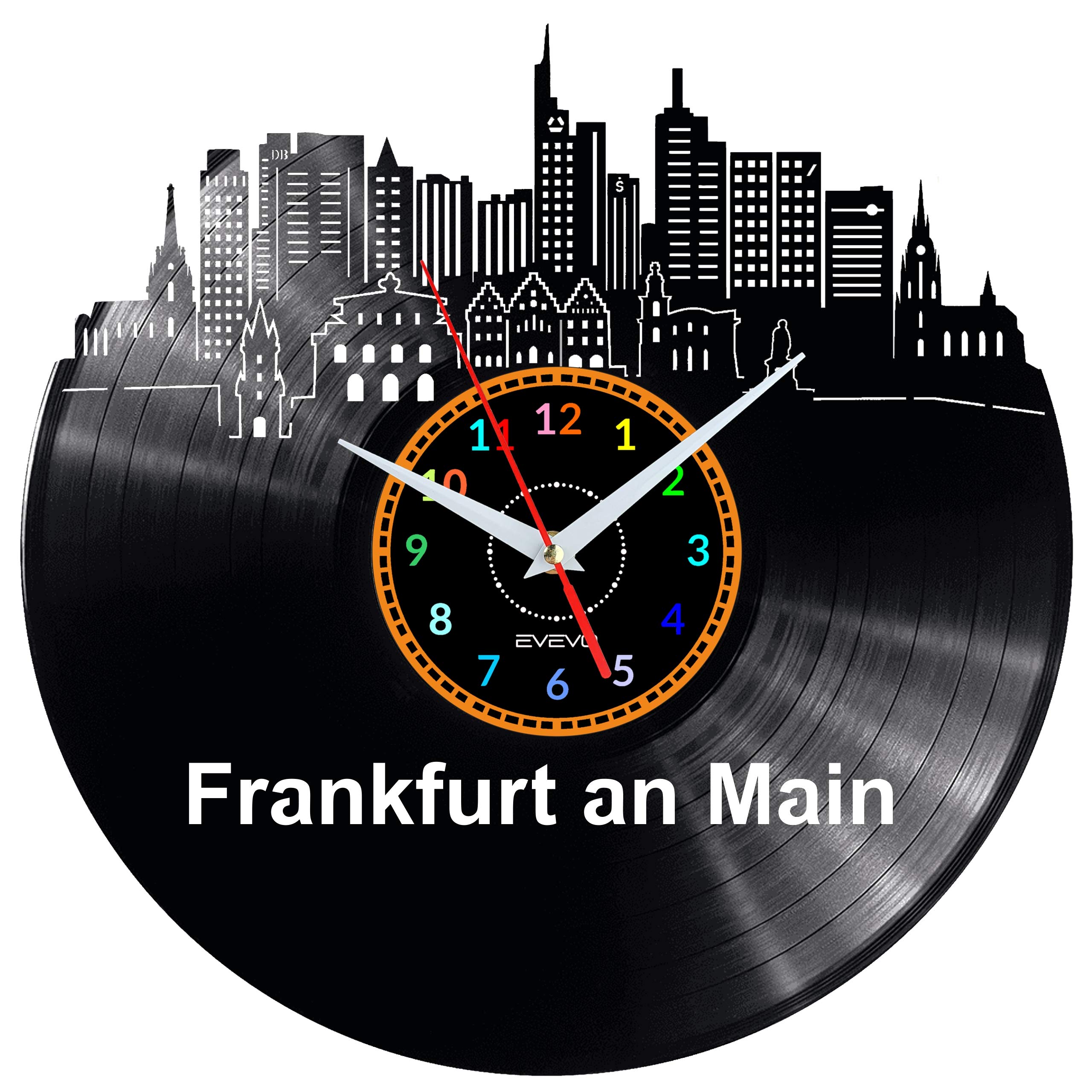 Horloge murale Francfort vinyle pour salon contemporain et bureau d'architecte