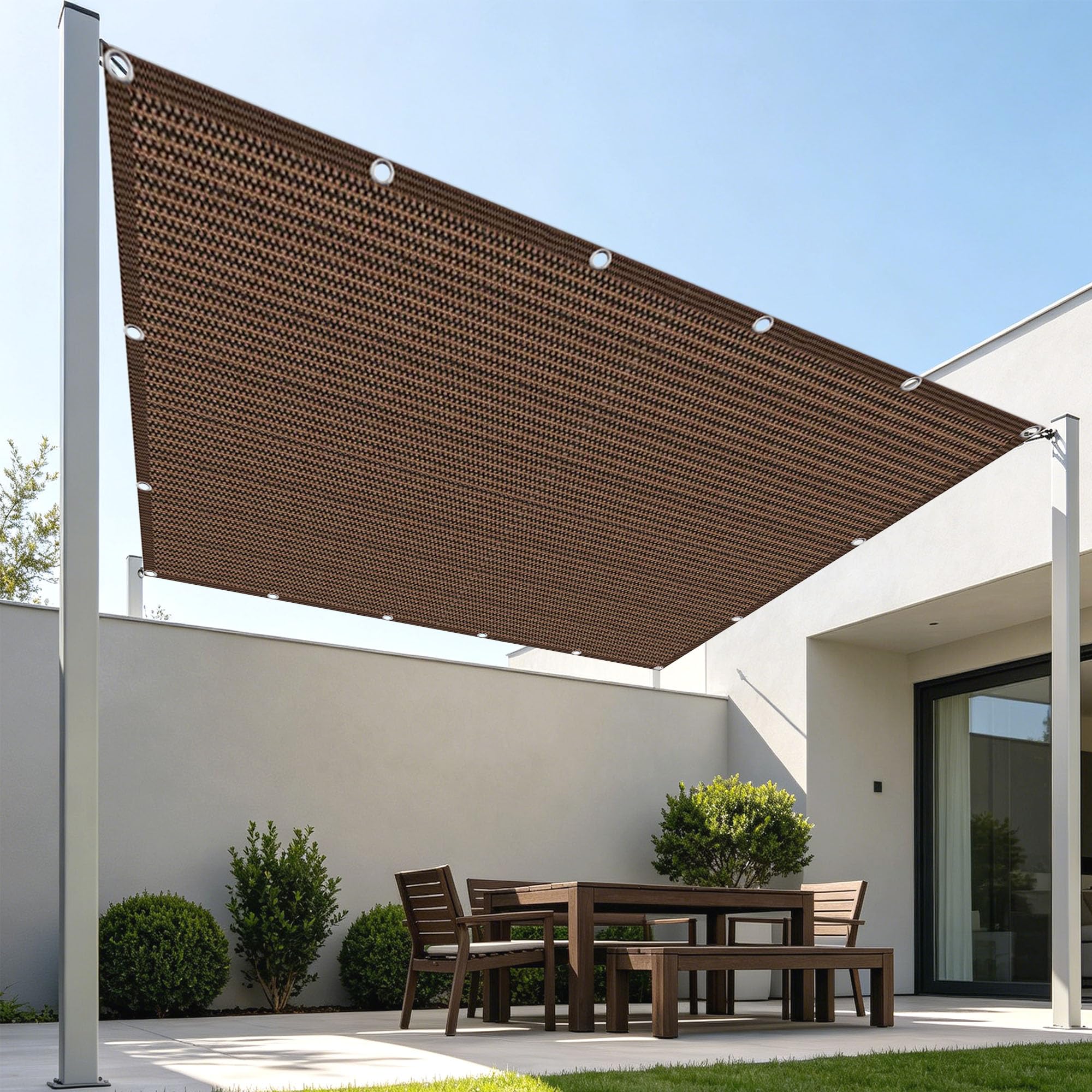 Voile d'ombrage respirant renforcé 1.4x2m marron avec oeillets pour plante