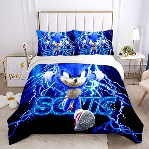 EQARPZM Juego de funda de edredón de cama fresca para niños, juego de ropa de cama de dibujos animados para niños, ropa de cama de anime impresa en