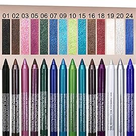 15 PCS Colorful Eyeliner Pen Set, Waterproof Metallic & Pearl Glitter Eyeliner Kit, Smudge-Proof Multipurpose Eye & Lip Liner Shadow Pencils with Shimmer for Party, Halloween, Cosplay Makeup