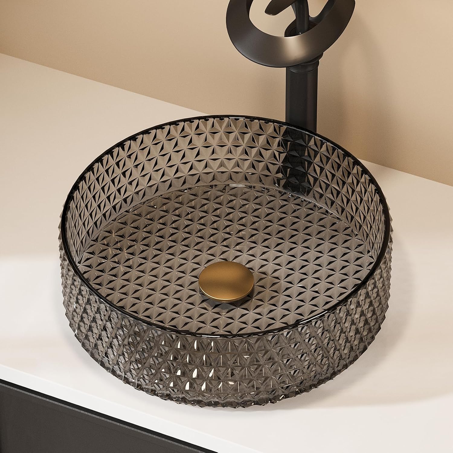 Lovedima Vessel Sink,Bathroom Sinks Wash Bowl Modern Black Countertop Vanity Sinks for Bathroom Above Counter