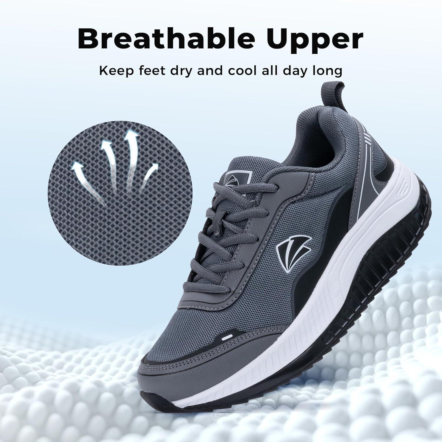 MAFEKE Womens Wide Toe Box Walking Shoes Arch Support Orthotic Sneakers Wide Width Tennis Shoes for Plantar Fasciitis Bunions BlackGrey US 9.5