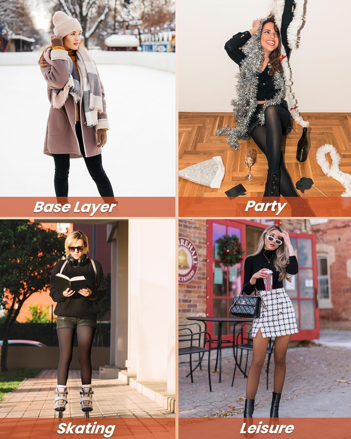 NexiEpoch 2 Pairs Fleece Lined Tights Women - Pantyhose Sheer Black Thick Dress Thermal Warm Fake Leggings for Winter - Image 6