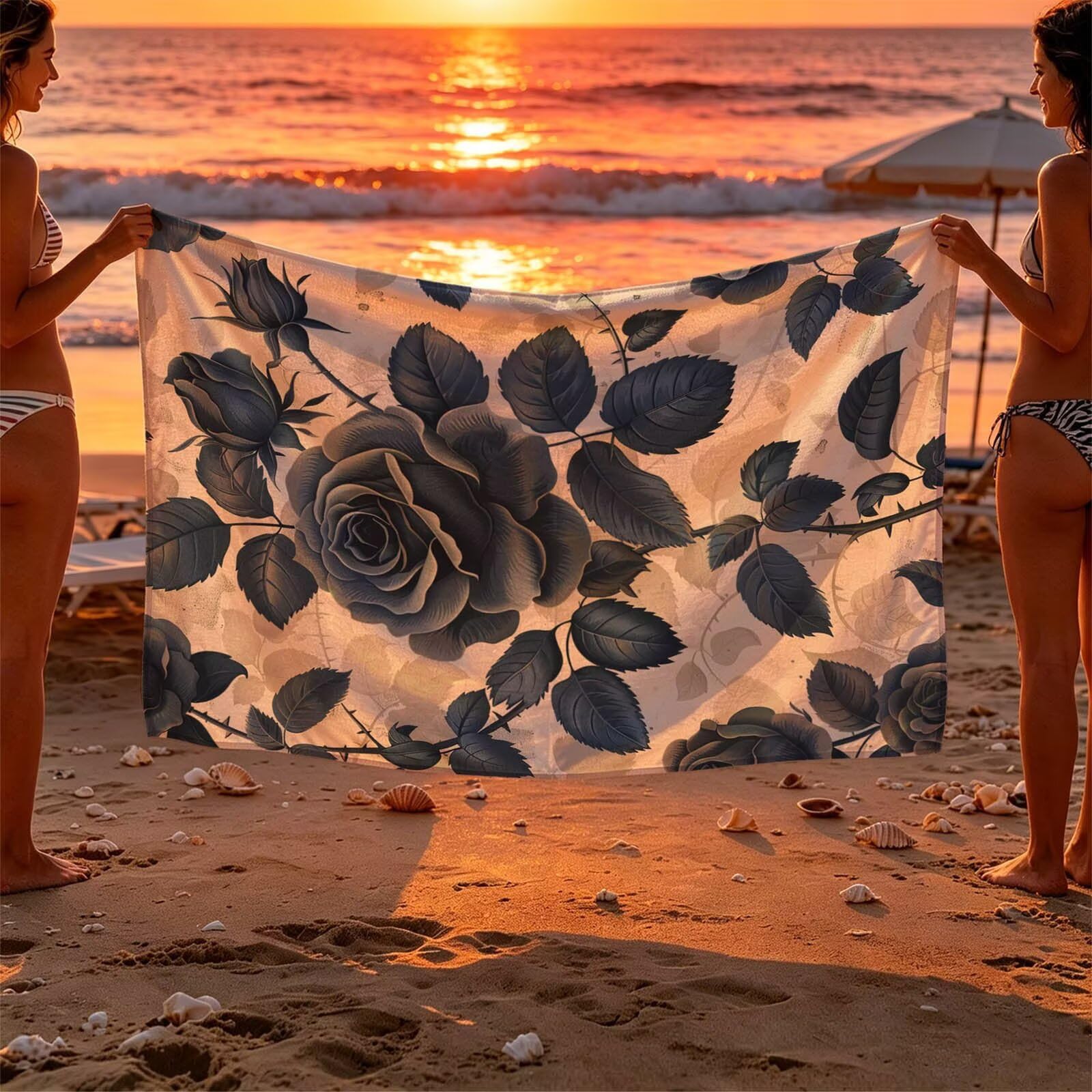 Gris Toalla Playa 220 x 160 Resistente a la Arena Secado rápido Ligero, Toalla Playa Grande 160x220cm Suave Cómodo como Gym Yoga Sauna Toallas Baño Grandes Exterior Travel Essentials Flor XTLS-6421