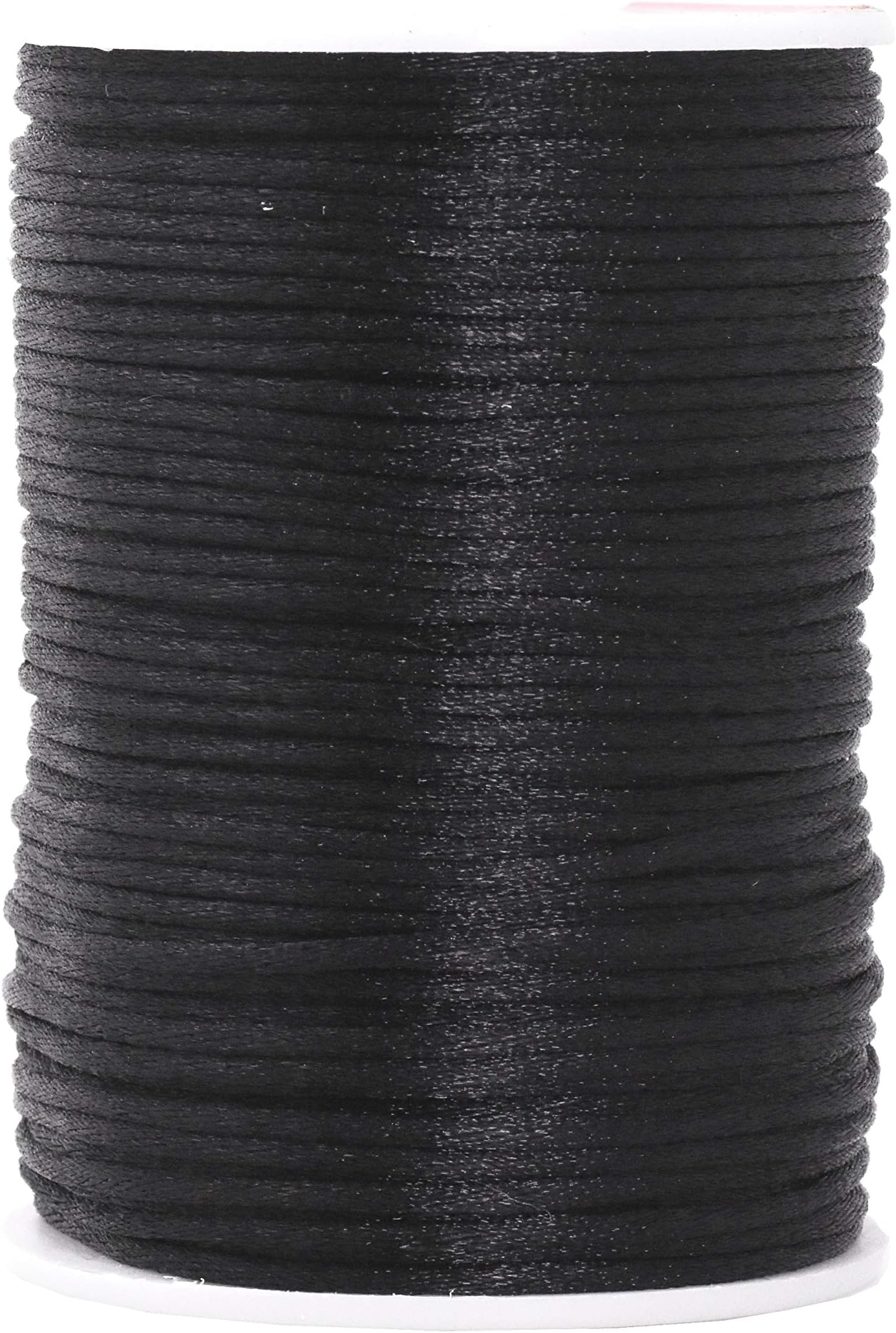 Mandala Crafts Nylon Satin Cord 2mm Rattail Cord Black String - 100 Yds Nylon Chinese Knotting Cord Rat Tail Silk Cord for Bracelet Necklace Jewelry Making Macrame Trim