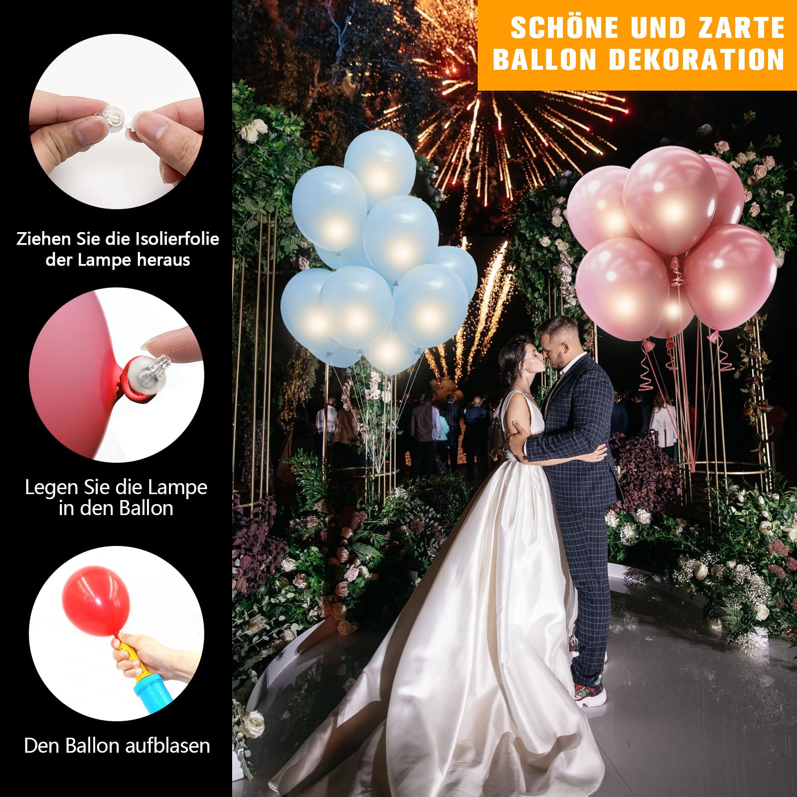 Mein HERZ 100 Pezzi LED Palloncini Luci,Mini Led Palloncini Luminosi Led Rotondo Lampada a Palloncino per Matrimonio Compleanno Halloween Festa di Natale Decorazione(Bianco Freddo