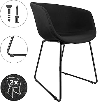 Cepewa Esszimmerstuhl 2er Set Mit Armlehnen Stabilem Metallgestell Gepolsterter Sitzflache Kuchenstuhl Polsterstuhl Schalenstuhl In Schwarz Oder Grau Schwarze Sitzschale Amazon De Kuche Haushalt