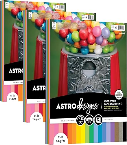 Miniatura 5 de Neenah Astrodesigns - Paquete de cartulina de 8.5 x 11 pulgadas, 72 unidades, 18 colores llamativos y vivos