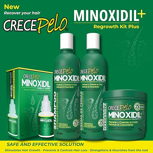 Miniatura 2 de Crece Pelo Super Kit Plus para el crecimiento del cabello - Juego de 4 piezas con minoxidil 2% y 5% - Tratamiento contra la caída del cabello -