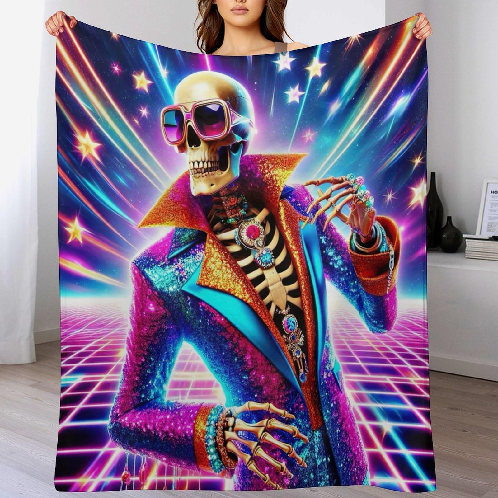 Couverture de camping originale crâne disco, cadeau idéal