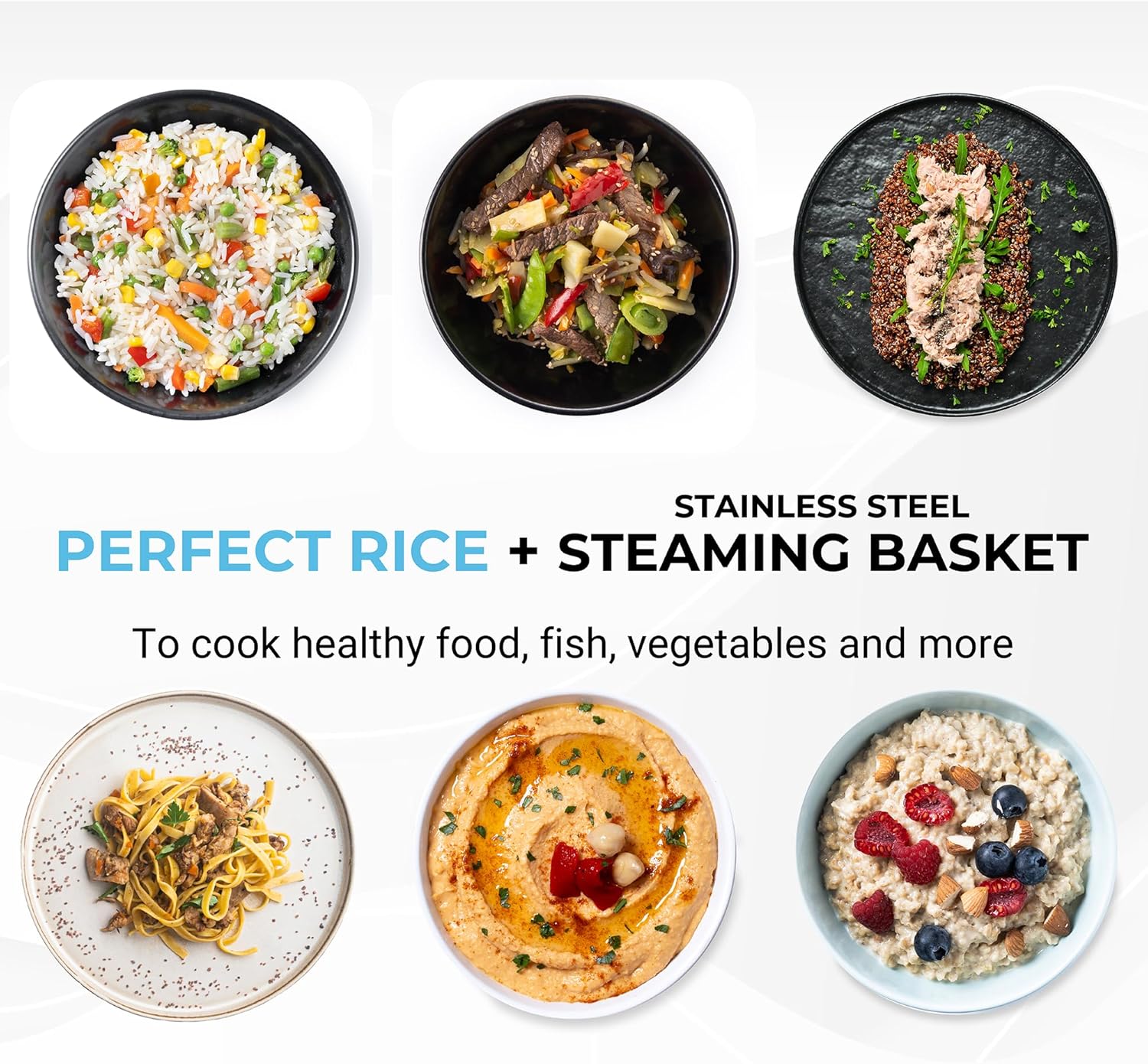 Courant 10-Cup (Cooked) / 5-Cup Uncooked Rice Cooker and Steamer with One-Touch Operation, Automatic Keep Warm Function, and Chrome Accents, Black