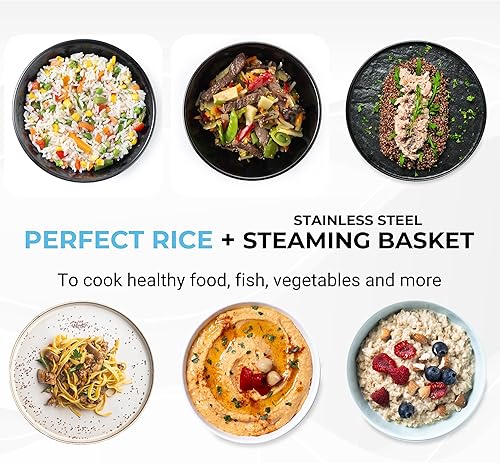 Miniatura 8 de Courant Olla arrocera y vaporera sin cocer de 10 tazas (cocidas)  5 tazas con operación de un solo toque, función automática de mantener el calor y