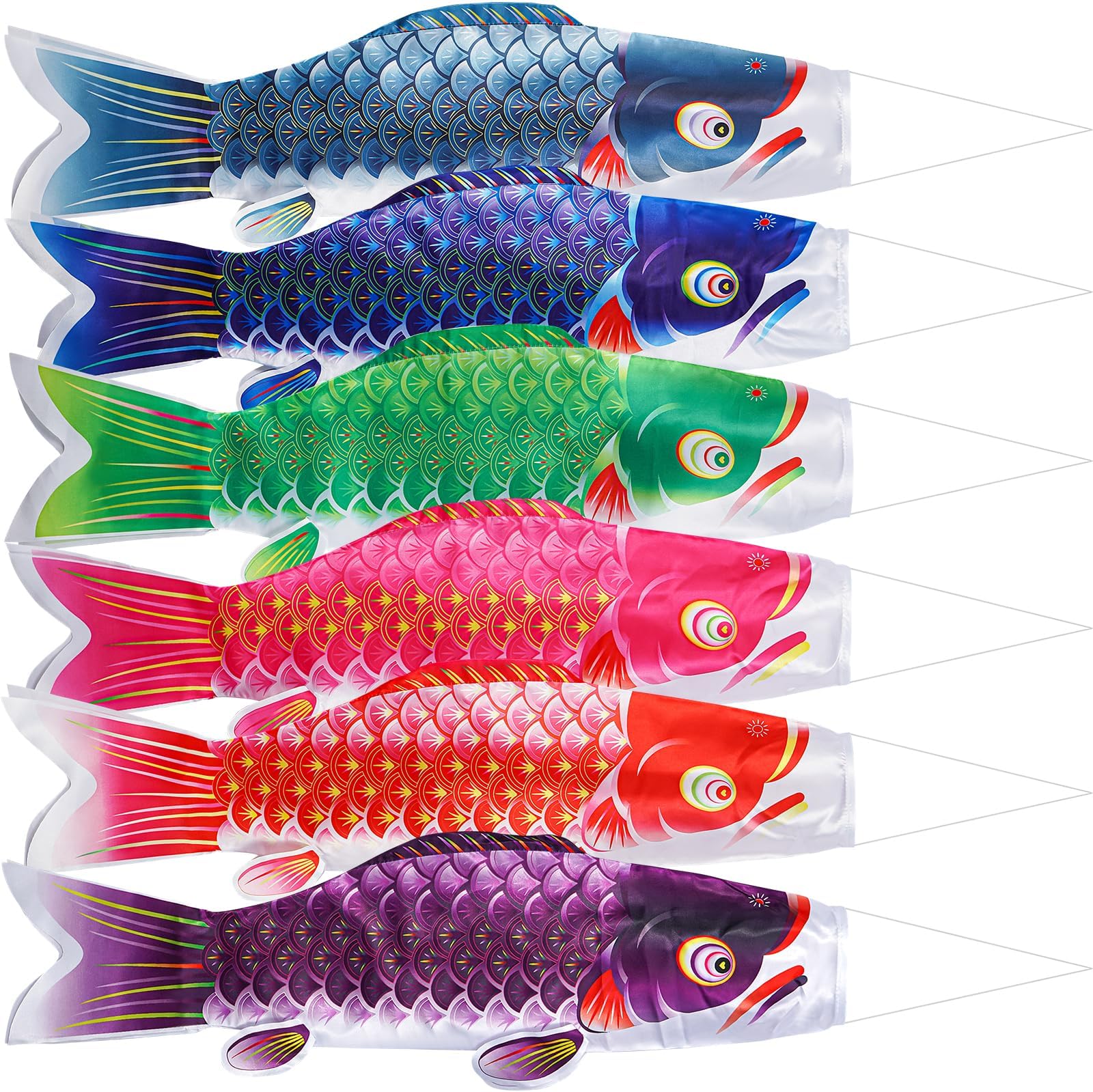 6pcs/Set Japanese Carp Flag Streamer Koinobori Windsock Wind Koi Fish Flag Sailfish Kite 70x18cm Home Outdoor Hanging Decoration for Sushi Bar Izakaya Celebrate Children's Boys' Day