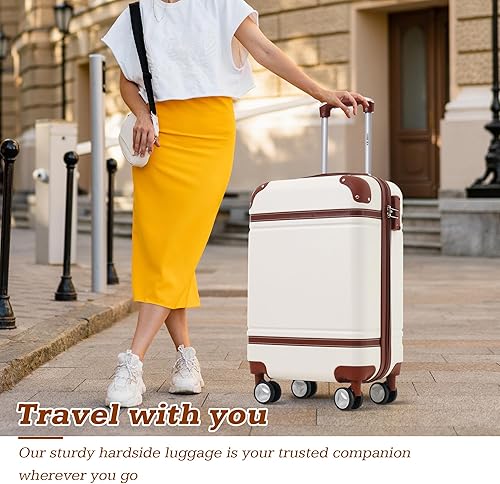 Miniatura 7 de Merax Equipaje rígido de 1 pieza, maleta rígida expandible, equipaje giratorio con bloqueo TSA ligero, Blanco-2