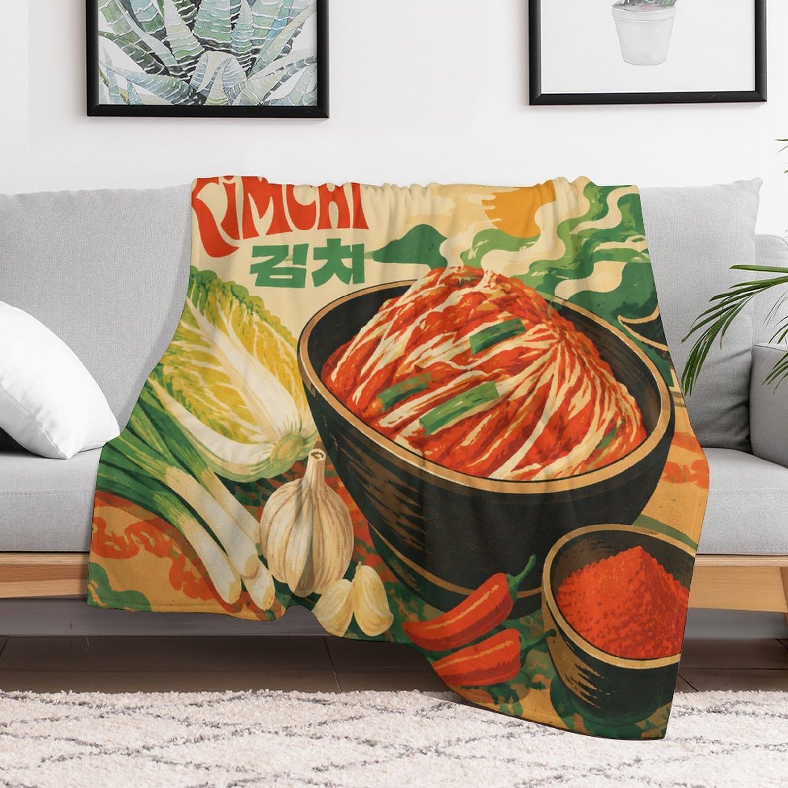 Minimalist Kimchi Poster Art Kuscheldecke für Zuhause