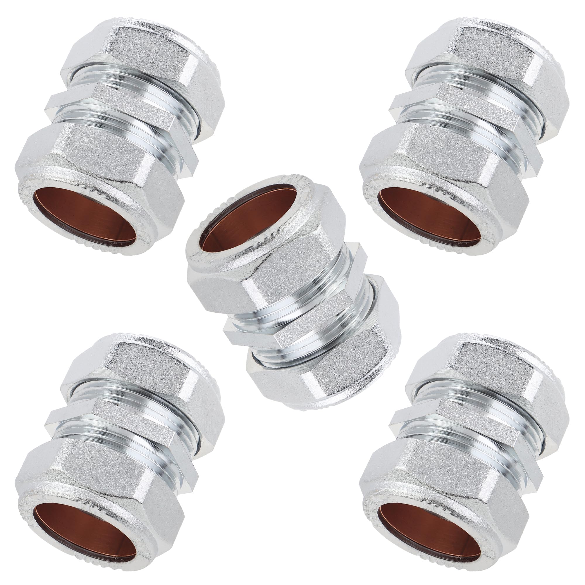 Ltwfitting Chrome Plated 22Mm Od Compression Union, Brass Compression Fitting(Pack Of 5)