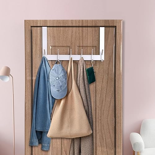 Miniatura 6 de DOKU - Gancho para colgar sobre la puerta, resistente para colgar sobre la puerta, para abrigo, bata, sombrero, ropa, toallas, organizador de baño,