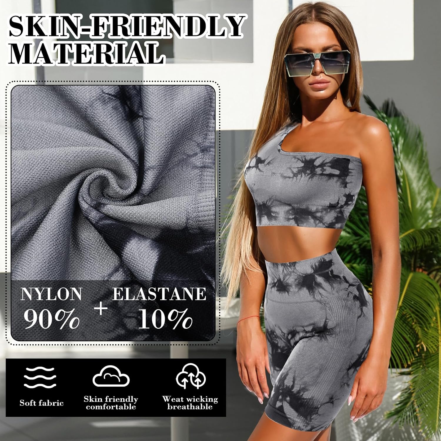 4 Pcs Women's Workout Sets Pilates Exercise Outfit Ribbed Scoop Neck Sports Bra Shorts Leggings Gym Clothes Set