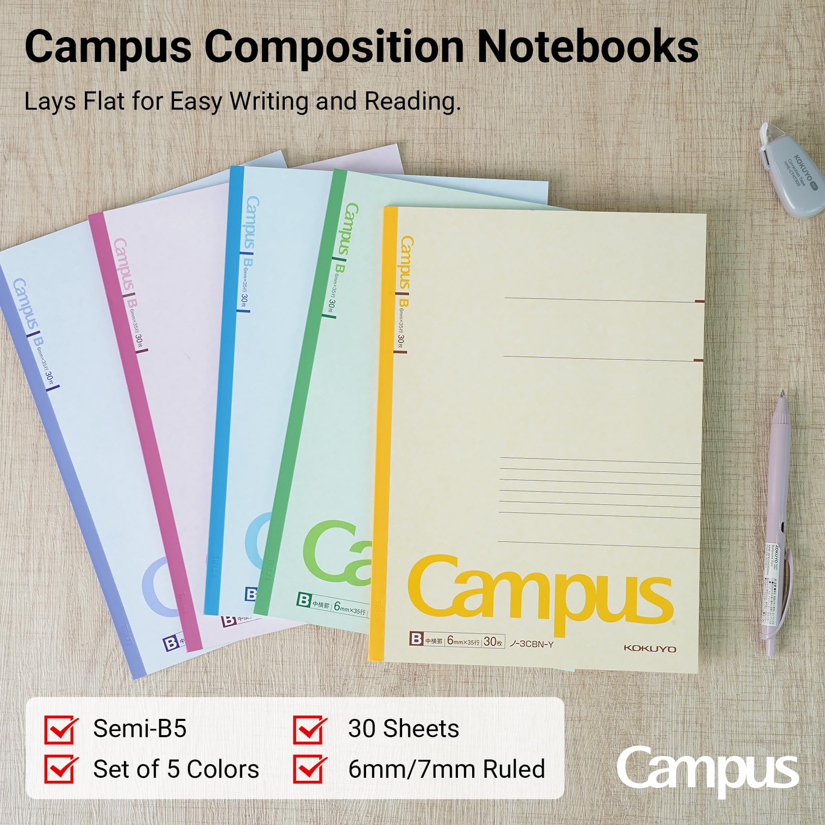 Cinq livres mis Roh-3CAX5 30 morceaux de KOKUYO notes Campus n ‹ 6, ligne semi-B5 Une exclu (japon importation)