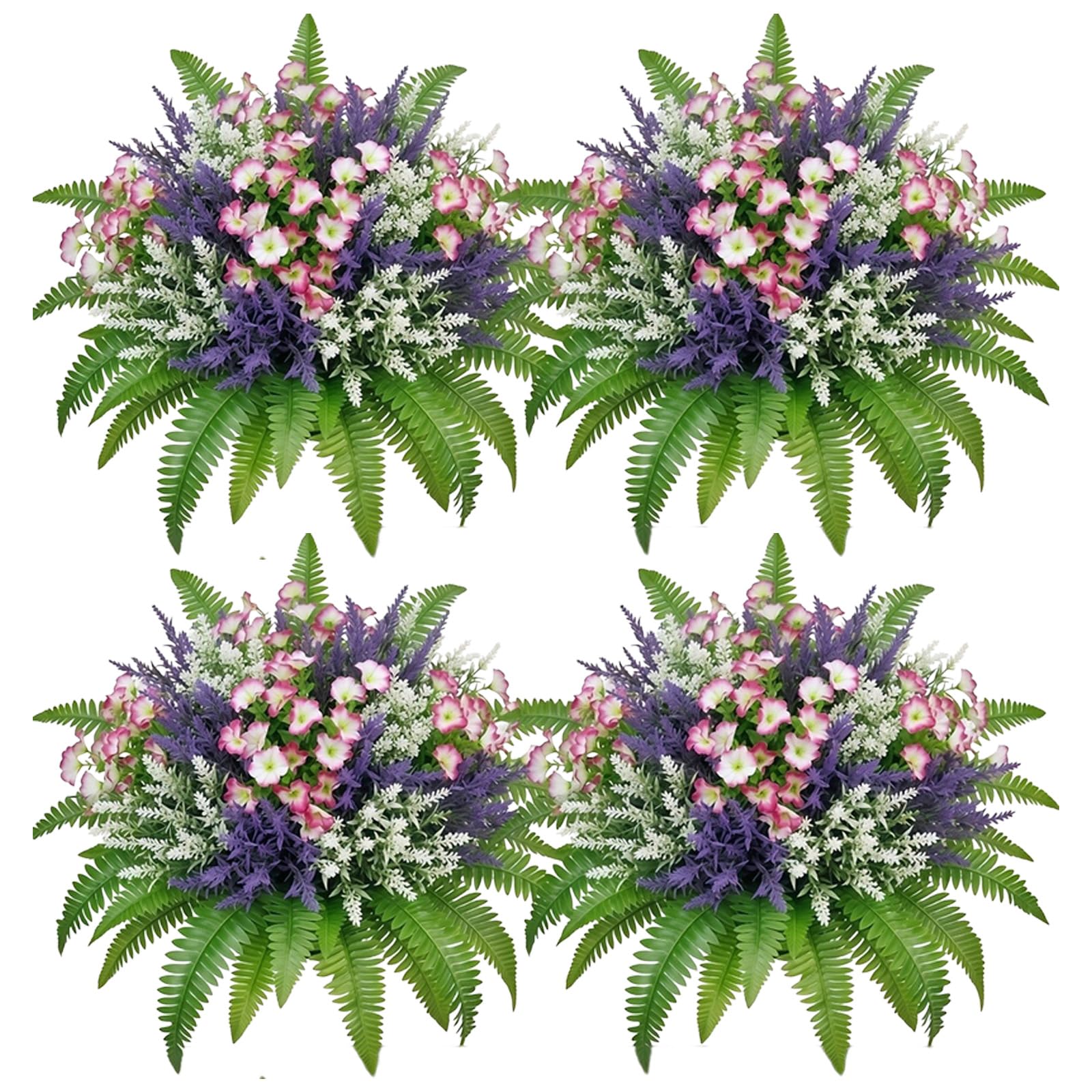 Limtula 4Pcs Fake Lavender Plant Flowers Bridal Bouquet for Indoor Outdoor Table Centerpiece Decors Yard Decorations Outdoor