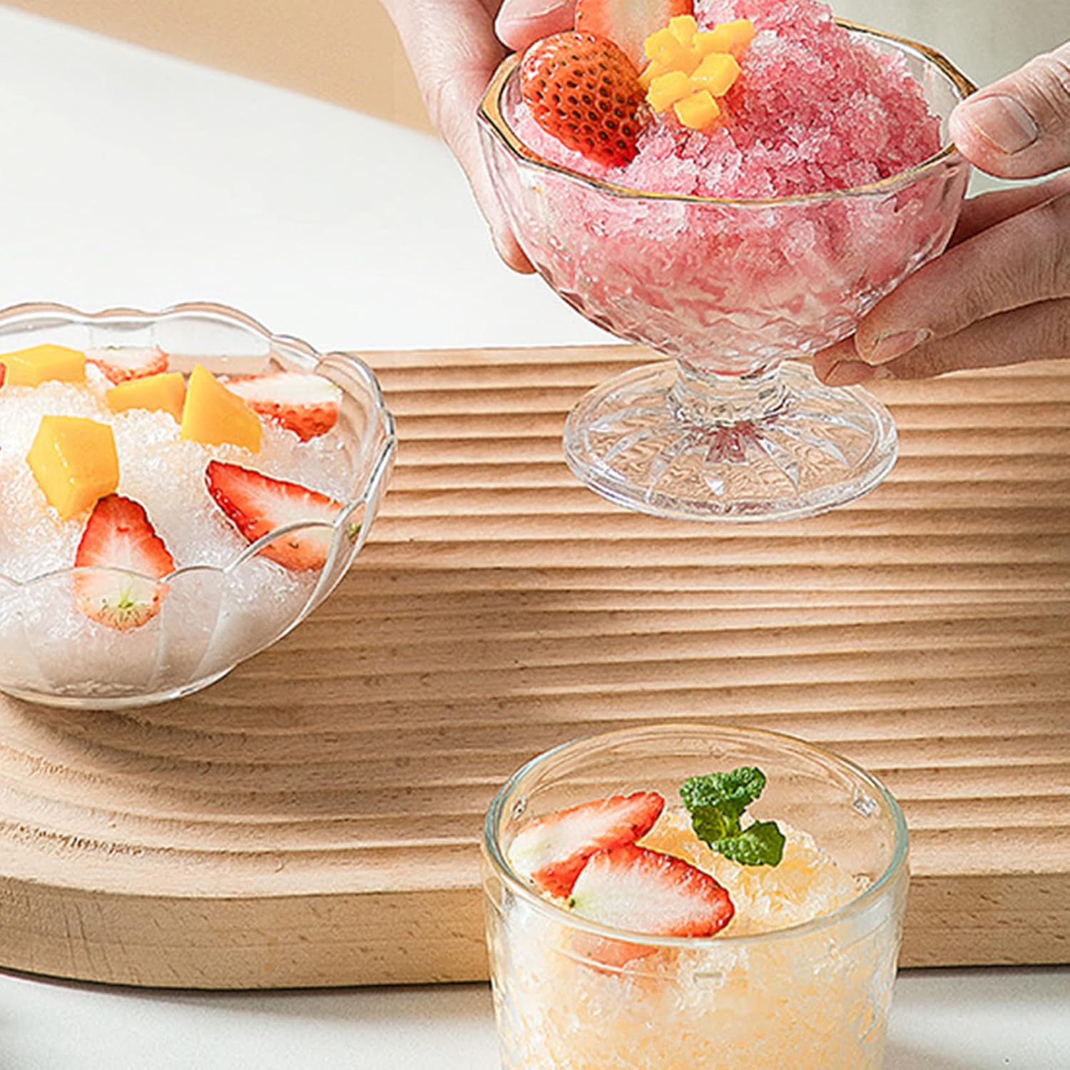 Pssopp Ice Shaver Machine, Home Snow Cone Maker for Delicate Smoothies Health Food for Children Hand Shaved Ice Machine