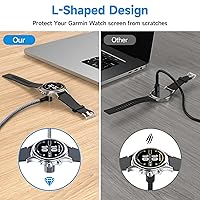 Vista 4 de Garmin - Cable cargador de reloj en ángulo recto [2 unidades, 4 pies] compatible con Garmin Fenix 5 5S 5X 6 6S 6X Plus Pro 7 7S 7X 8, Forerunner 945