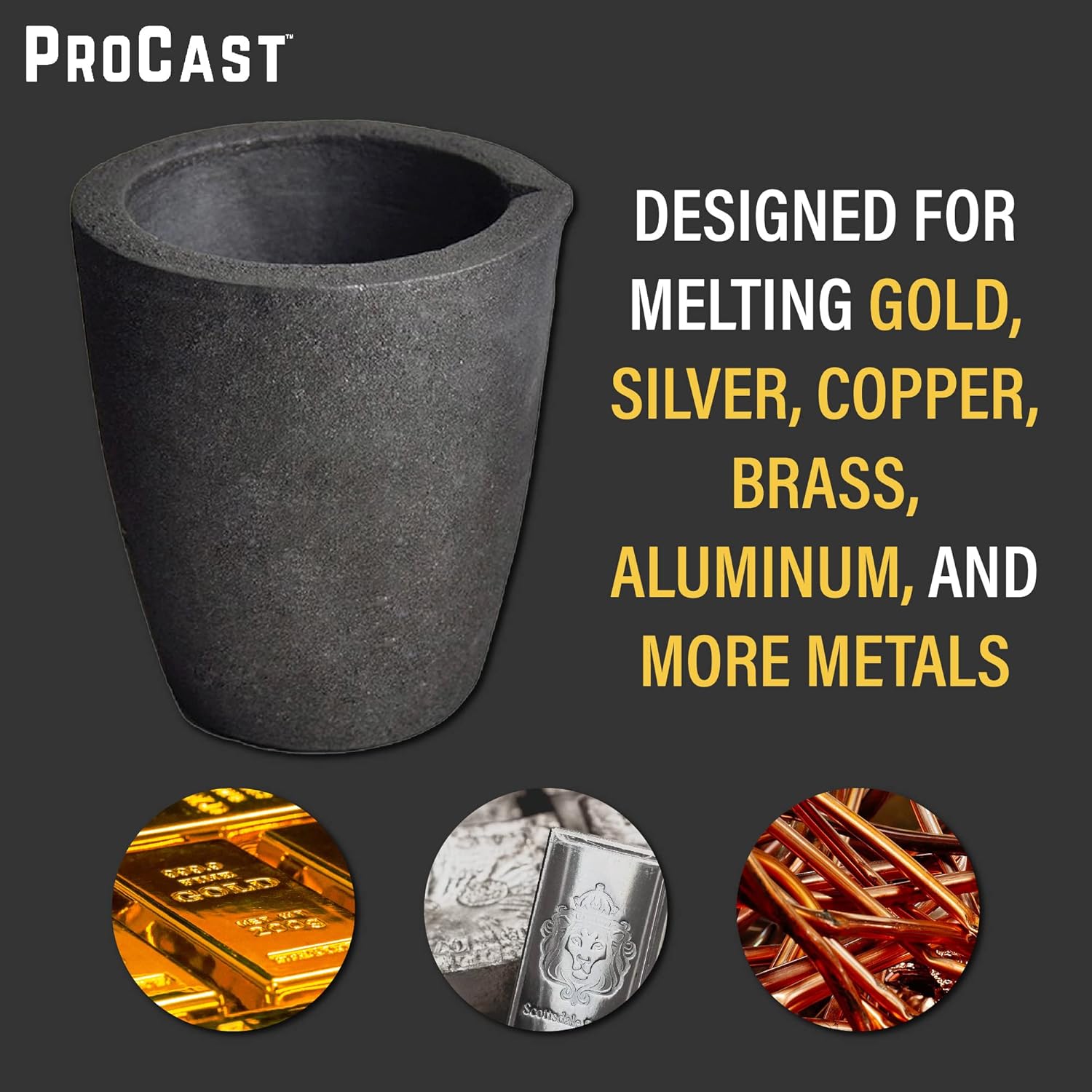 #4-6 Kg ProCast™ Foundry Clay Graphite Crucibles Cup Furnace Torch Melting Casting Refining Gold Silver Copper Brass Aluminum