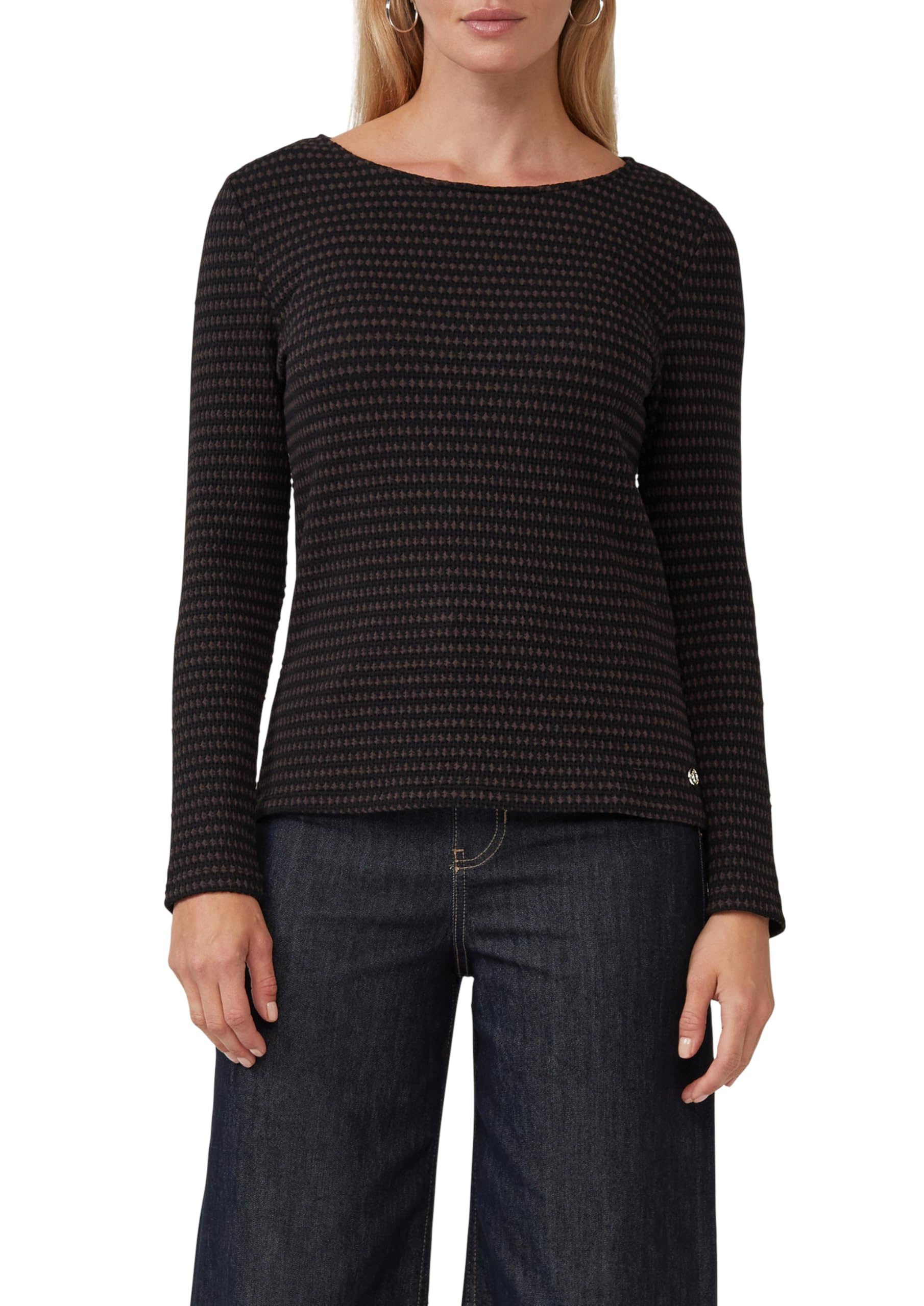 s.Oliver Damen Bicolor-Shirt mit Strukturmuster Bicolor Langarmshirt