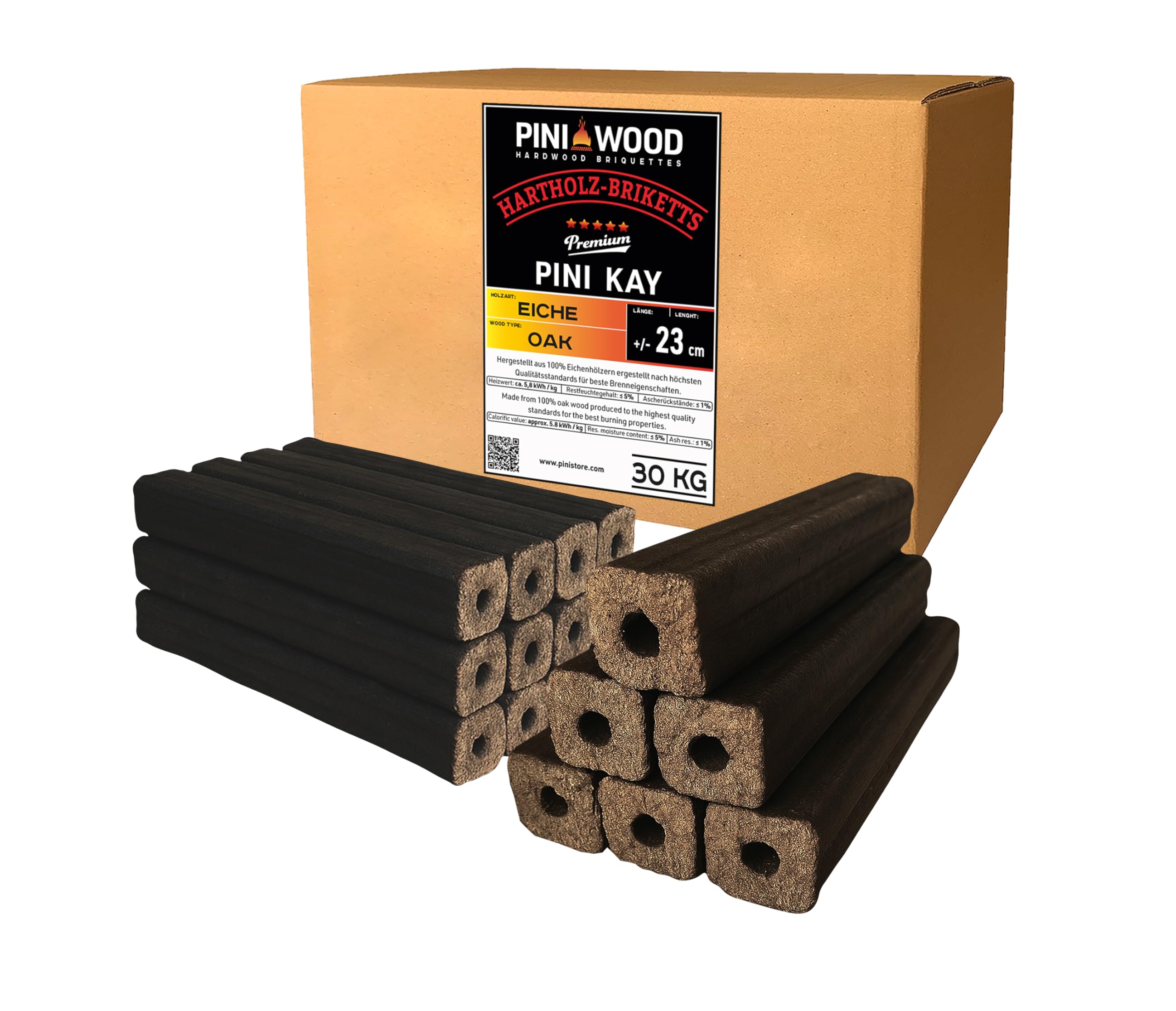 PINI Kay Briquettes De Bois De Chêne Rectangulaires De 23 Cm